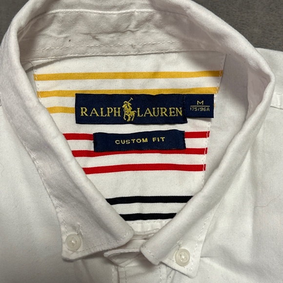 Ralph Lauren Long Sleeve Button-Down Shirt Men's Medium White Multicolor Stripes - Picture 5 of 6